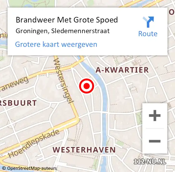 Locatie op kaart van de 112 melding: Brandweer Met Grote Spoed Naar Groningen, Sledemennerstraat op 18 juni 2018 09:10