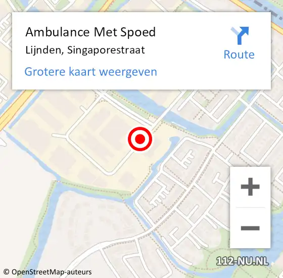 Locatie op kaart van de 112 melding: Ambulance Met Spoed Naar Lijnden, Singaporestraat op 18 juni 2018 09:30