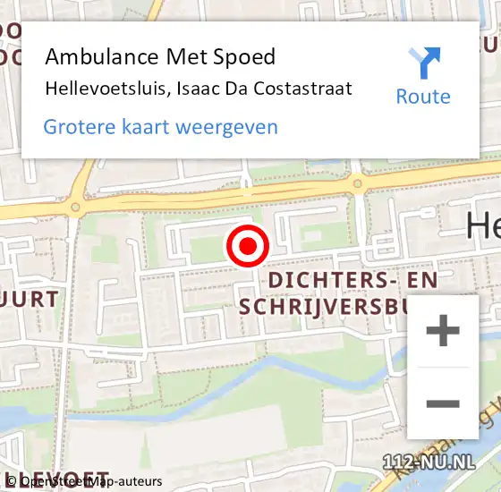 Locatie op kaart van de 112 melding: Ambulance Met Spoed Naar Hellevoetsluis, Isaac Da Costastraat op 18 juni 2018 10:06