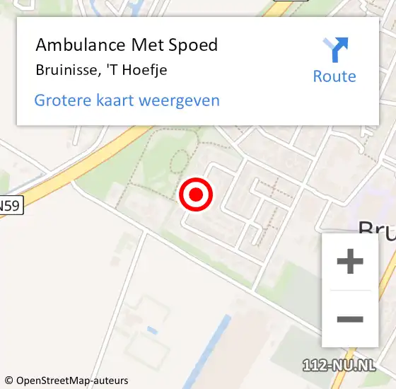 Locatie op kaart van de 112 melding: Ambulance Met Spoed Naar Bruinisse, 'T Hoefje op 18 juni 2018 10:41