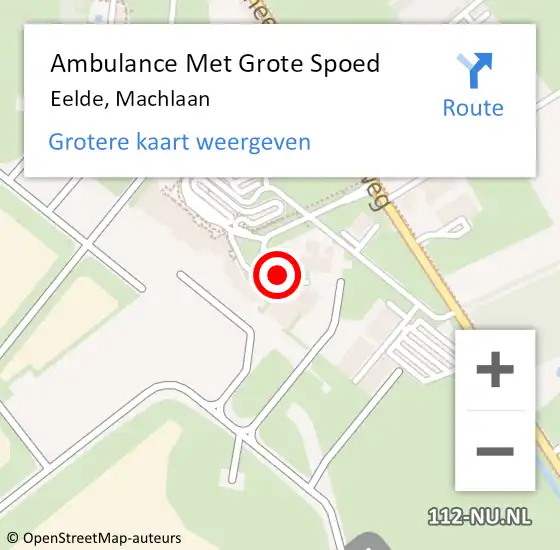 Locatie op kaart van de 112 melding: Ambulance Met Grote Spoed Naar Eelde, Machlaan op 18 juni 2018 11:00