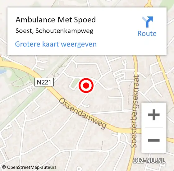 Locatie op kaart van de 112 melding: Ambulance Met Spoed Naar Soest, Schoutenkampweg op 18 juni 2018 11:41