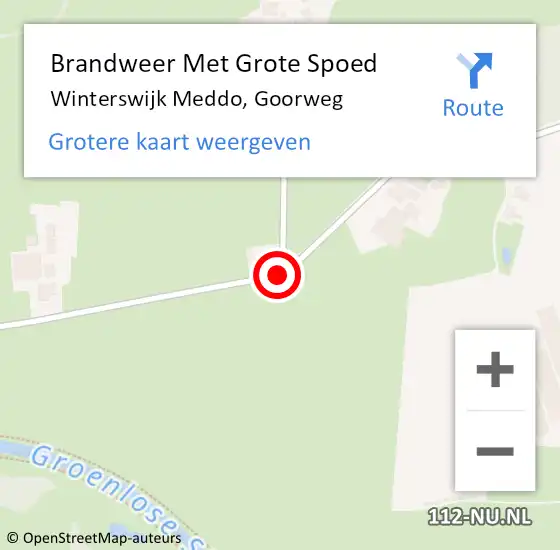 Locatie op kaart van de 112 melding: Brandweer Met Grote Spoed Naar Winterswijk Meddo, Goorweg op 18 juni 2018 11:50