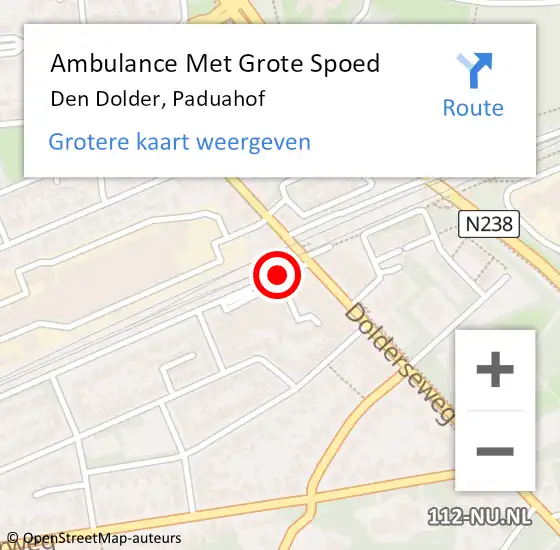 Locatie op kaart van de 112 melding: Ambulance Met Grote Spoed Naar Den Dolder, Paduahof op 18 juni 2018 11:51