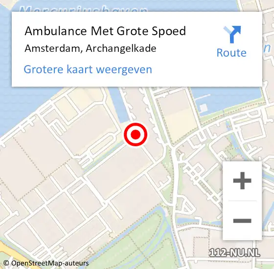 Locatie op kaart van de 112 melding: Ambulance Met Grote Spoed Naar Amsterdam, Archangelkade op 18 juni 2018 11:58