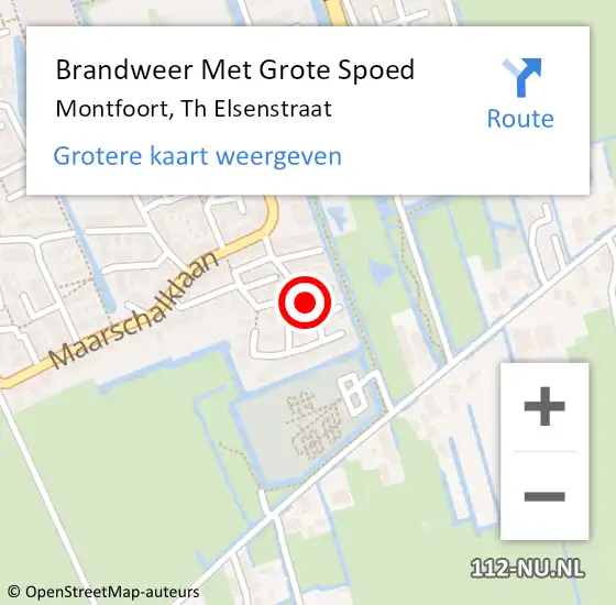 Locatie op kaart van de 112 melding: Brandweer Met Grote Spoed Naar Montfoort, Th Elsenstraat op 18 juni 2018 12:00