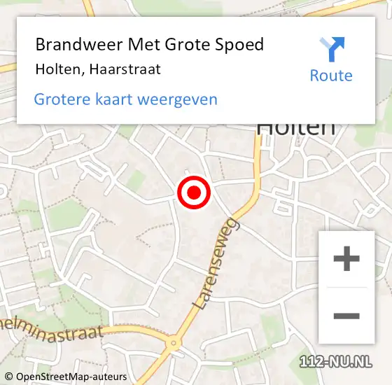 Locatie op kaart van de 112 melding: Brandweer Met Grote Spoed Naar Holten, Haarstraat op 18 juni 2018 12:15