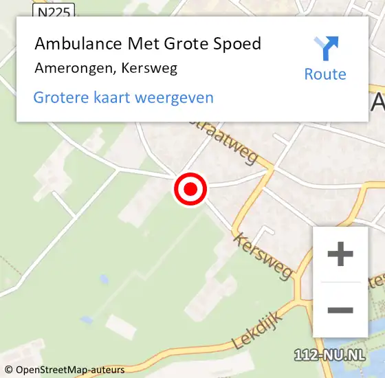 Locatie op kaart van de 112 melding: Ambulance Met Grote Spoed Naar Amerongen, Kersweg op 18 juni 2018 12:43