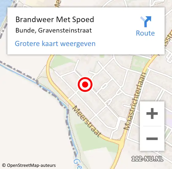 Locatie op kaart van de 112 melding: Brandweer Met Spoed Naar Bunde, Gravensteinstraat op 18 juni 2018 12:50