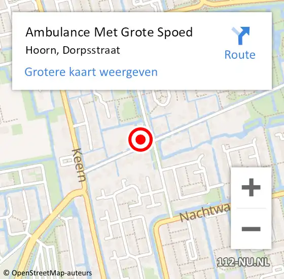 Locatie op kaart van de 112 melding: Ambulance Met Grote Spoed Naar Hoorn, Dorpsstraat op 28 februari 2014 05:20