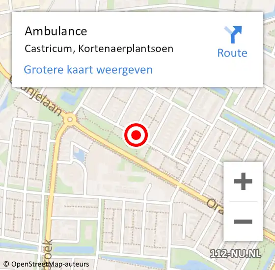 Locatie op kaart van de 112 melding: Ambulance Castricum, Kortenaerplantsoen op 18 juni 2018 14:29