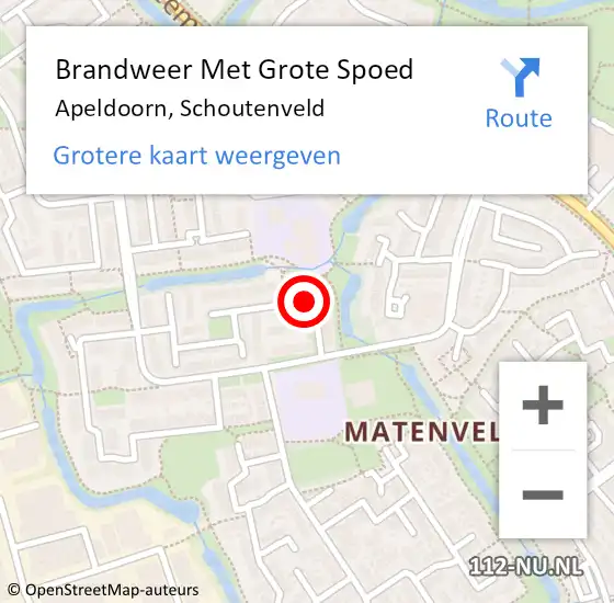 Locatie op kaart van de 112 melding: Brandweer Met Grote Spoed Naar Apeldoorn, Schoutenveld op 18 juni 2018 14:58