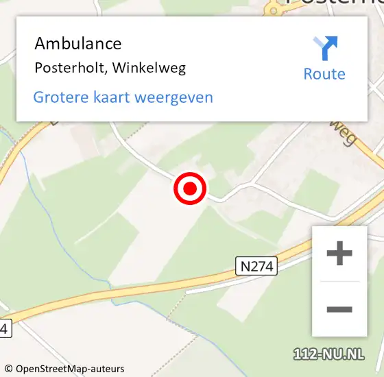 Locatie op kaart van de 112 melding: Ambulance Posterholt, Winkelweg op 18 juni 2018 15:10