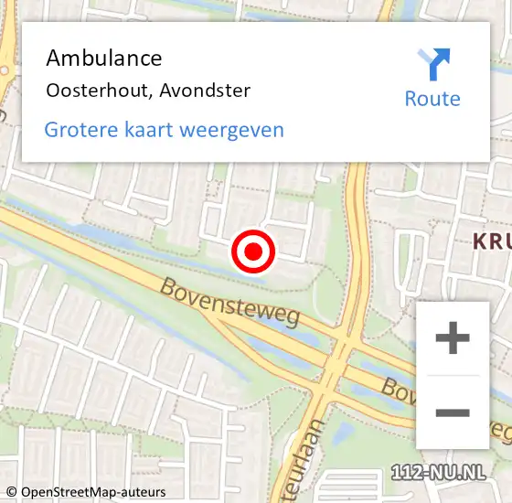 Locatie op kaart van de 112 melding: Ambulance Oosterhout, Avondster op 18 juni 2018 15:47