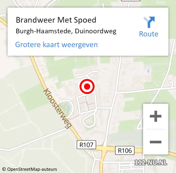 Locatie op kaart van de 112 melding: Brandweer Met Spoed Naar Burgh-Haamstede, Duinoordweg op 18 juni 2018 15:49