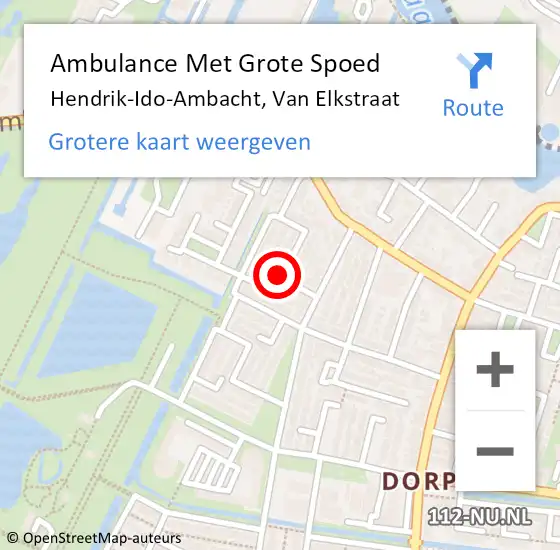 Locatie op kaart van de 112 melding: Ambulance Met Grote Spoed Naar Hendrik-Ido-Ambacht, Van Elkstraat op 18 juni 2018 17:26