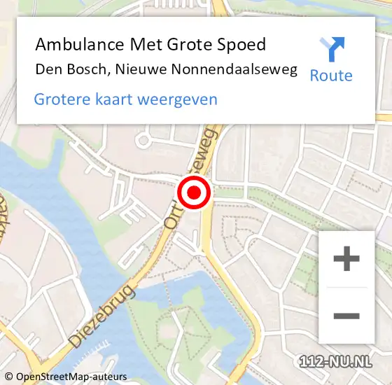 Locatie op kaart van de 112 melding: Ambulance Met Grote Spoed Naar 's-Hertogenbosch, A59 Re hectometerpaal: 133,2 op 18 juni 2018 17:55