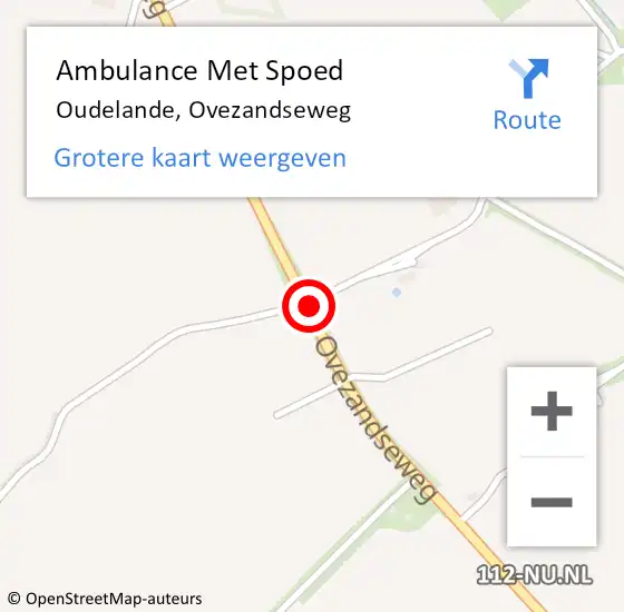 Locatie op kaart van de 112 melding: Ambulance Met Spoed Naar Oudelande, Ovezandseweg op 18 juni 2018 18:50
