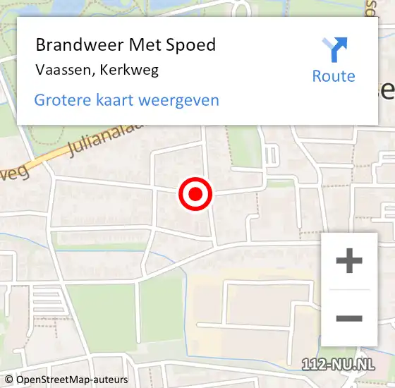 Locatie op kaart van de 112 melding: Brandweer Met Spoed Naar Vaassen, Kerkweg op 18 juni 2018 18:51