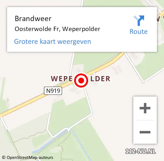 Locatie op kaart van de 112 melding: Brandweer Oosterwolde Fr, Weperpolder op 18 juni 2018 19:20