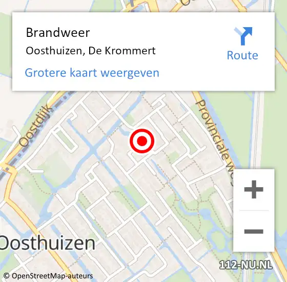 Locatie op kaart van de 112 melding: Brandweer Oosthuizen, De Krommert op 18 juni 2018 20:05