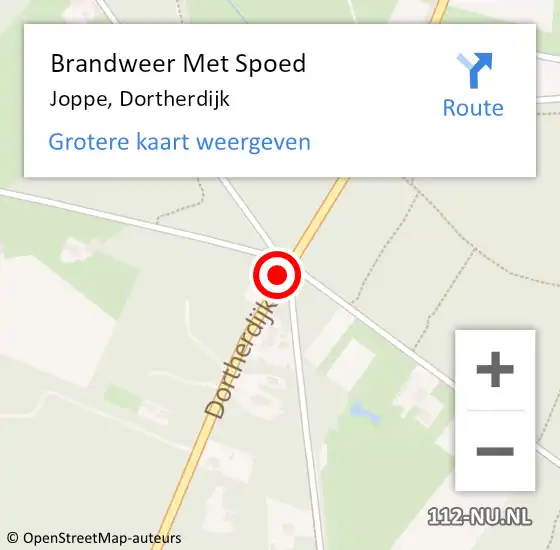 Locatie op kaart van de 112 melding: Brandweer Met Spoed Naar Joppe, Dortherdijk op 18 juni 2018 20:08