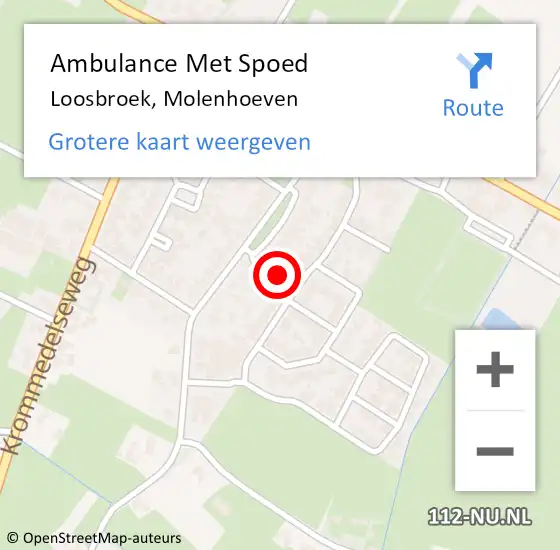 Locatie op kaart van de 112 melding: Ambulance Met Spoed Naar Loosbroek, Molenhoeven op 18 juni 2018 20:51