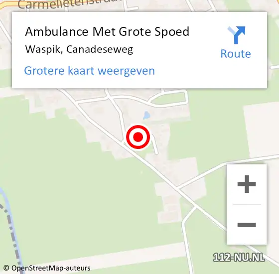 Locatie op kaart van de 112 melding: Ambulance Met Grote Spoed Naar Waspik, Canadeseweg op 18 juni 2018 21:02