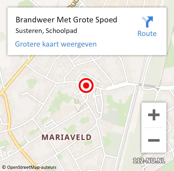 Locatie op kaart van de 112 melding: Brandweer Met Grote Spoed Naar Susteren, Schoolpad op 18 juni 2018 21:05