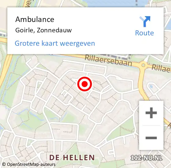 Locatie op kaart van de 112 melding: Ambulance Goirle, Zonnedauw op 18 juni 2018 21:11