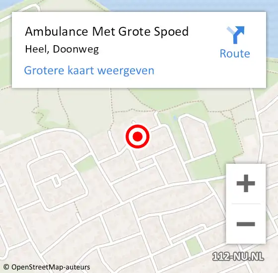 Locatie op kaart van de 112 melding: Ambulance Met Grote Spoed Naar Heel, Doonweg op 18 juni 2018 22:46