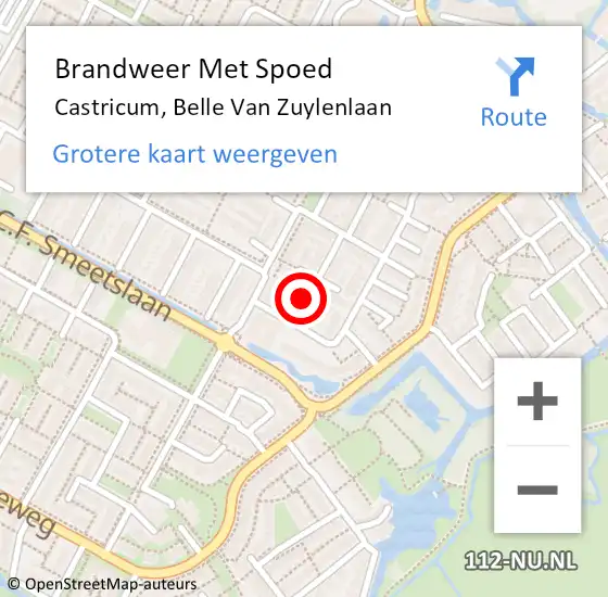 Locatie op kaart van de 112 melding: Brandweer Met Spoed Naar Castricum, Belle Van Zuylenlaan op 18 juni 2018 23:07
