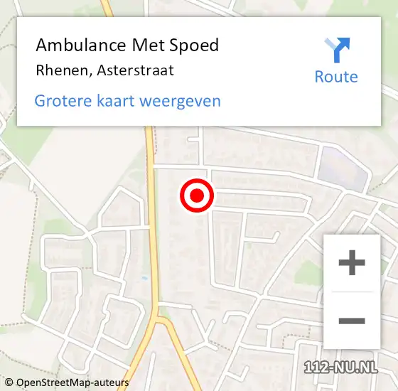 Locatie op kaart van de 112 melding: Ambulance Met Spoed Naar Rhenen, Asterstraat op 18 juni 2018 23:42