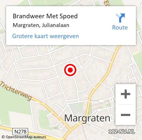 Locatie op kaart van de 112 melding: Brandweer Met Spoed Naar Margraten, Julianalaan op 19 juni 2018 02:17