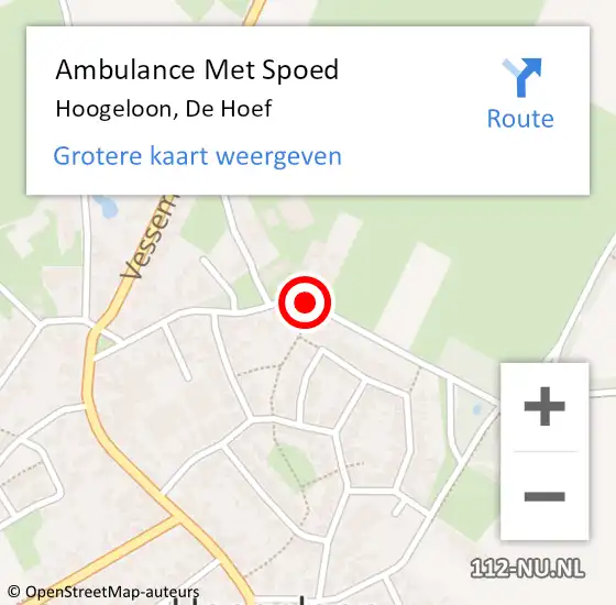 Locatie op kaart van de 112 melding: Ambulance Met Spoed Naar Hoogeloon, De Hoef op 19 juni 2018 02:25