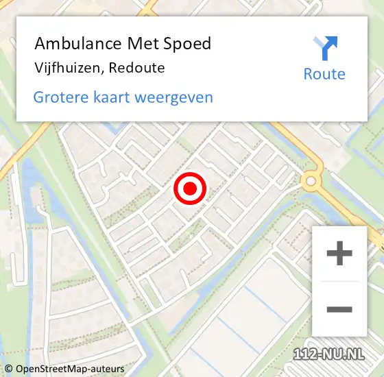 Locatie op kaart van de 112 melding: Ambulance Met Spoed Naar Vijfhuizen, Redoute op 19 juni 2018 03:01