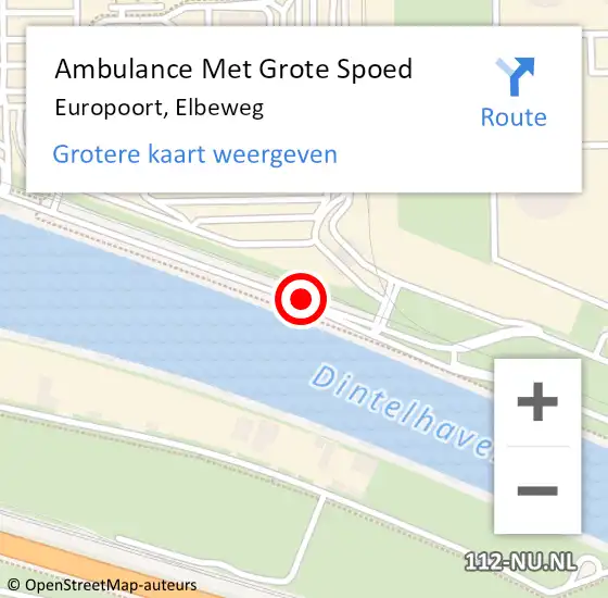 Locatie op kaart van de 112 melding: Ambulance Met Grote Spoed Naar Europoort, Elbeweg op 19 juni 2018 03:09
