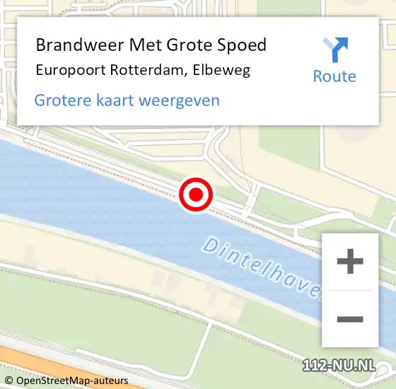 Locatie op kaart van de 112 melding: Brandweer Met Grote Spoed Naar Europoort Rotterdam, Elbeweg op 19 juni 2018 03:13