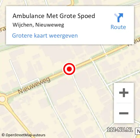 Locatie op kaart van de 112 melding: Ambulance Met Grote Spoed Naar Wijchen, Nieuweweg op 19 juni 2018 06:32