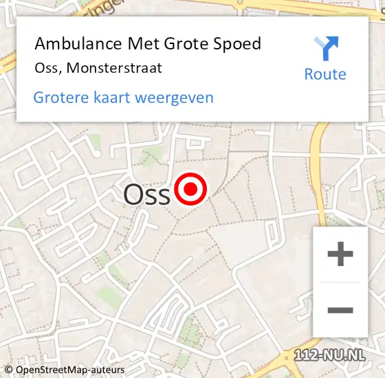 Locatie op kaart van de 112 melding: Ambulance Met Grote Spoed Naar Oss, Monsterstraat op 19 juni 2018 07:36