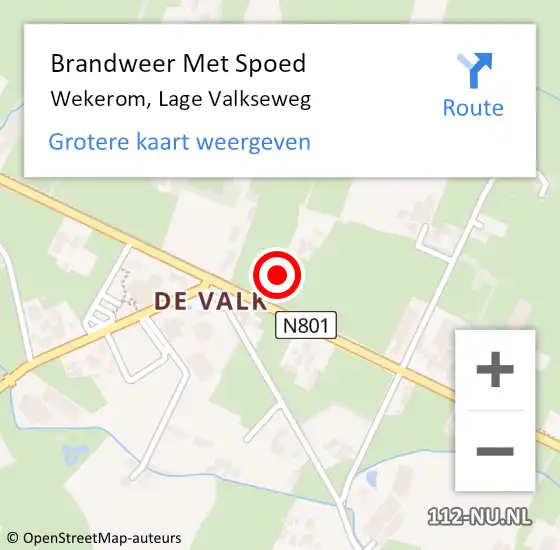 Locatie op kaart van de 112 melding: Brandweer Met Spoed Naar Wekerom, Lage Valkseweg op 19 juni 2018 07:48