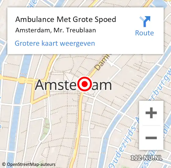 Locatie op kaart van de 112 melding: Ambulance Met Grote Spoed Naar Amsterdam, Mr. Treublaan op 19 juni 2018 08:00