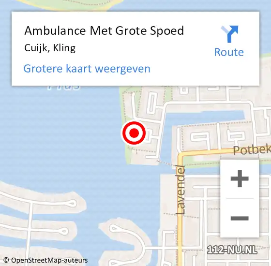 Locatie op kaart van de 112 melding: Ambulance Met Grote Spoed Naar Cuijk, Kling op 19 juni 2018 08:03