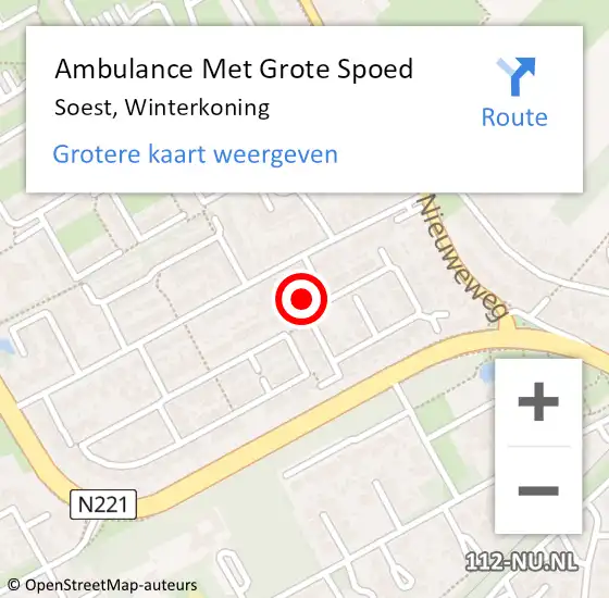 Locatie op kaart van de 112 melding: Ambulance Met Grote Spoed Naar Soest, Winterkoning op 19 juni 2018 08:41