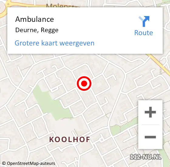 Locatie op kaart van de 112 melding: Ambulance Deurne, Regge op 19 juni 2018 09:31