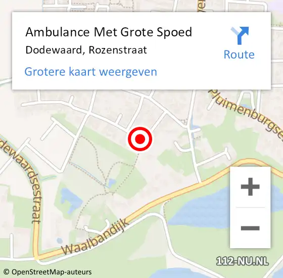 Locatie op kaart van de 112 melding: Ambulance Met Grote Spoed Naar Dodewaard, Rozenstraat op 19 juni 2018 09:56