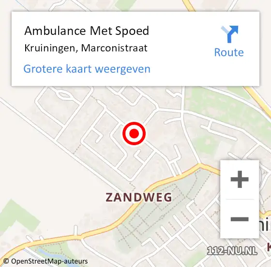 Locatie op kaart van de 112 melding: Ambulance Met Spoed Naar Kruiningen, Marconistraat op 19 juni 2018 10:39