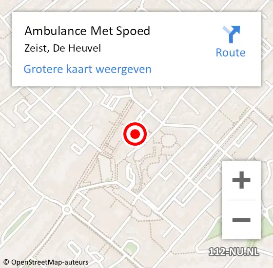 Locatie op kaart van de 112 melding: Ambulance Met Spoed Naar Zeist, De Heuvel op 19 juni 2018 10:40