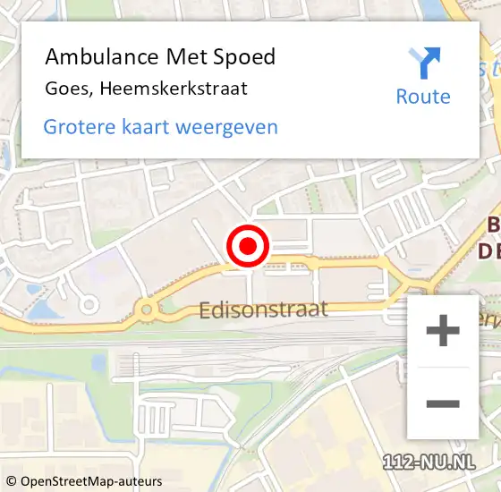 Locatie op kaart van de 112 melding: Ambulance Met Spoed Naar Goes, Heemskerkstraat op 19 juni 2018 11:27