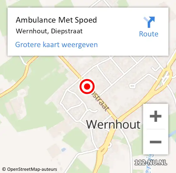 Locatie op kaart van de 112 melding: Ambulance Met Spoed Naar Wernhout, Diepstraat op 19 juni 2018 11:38